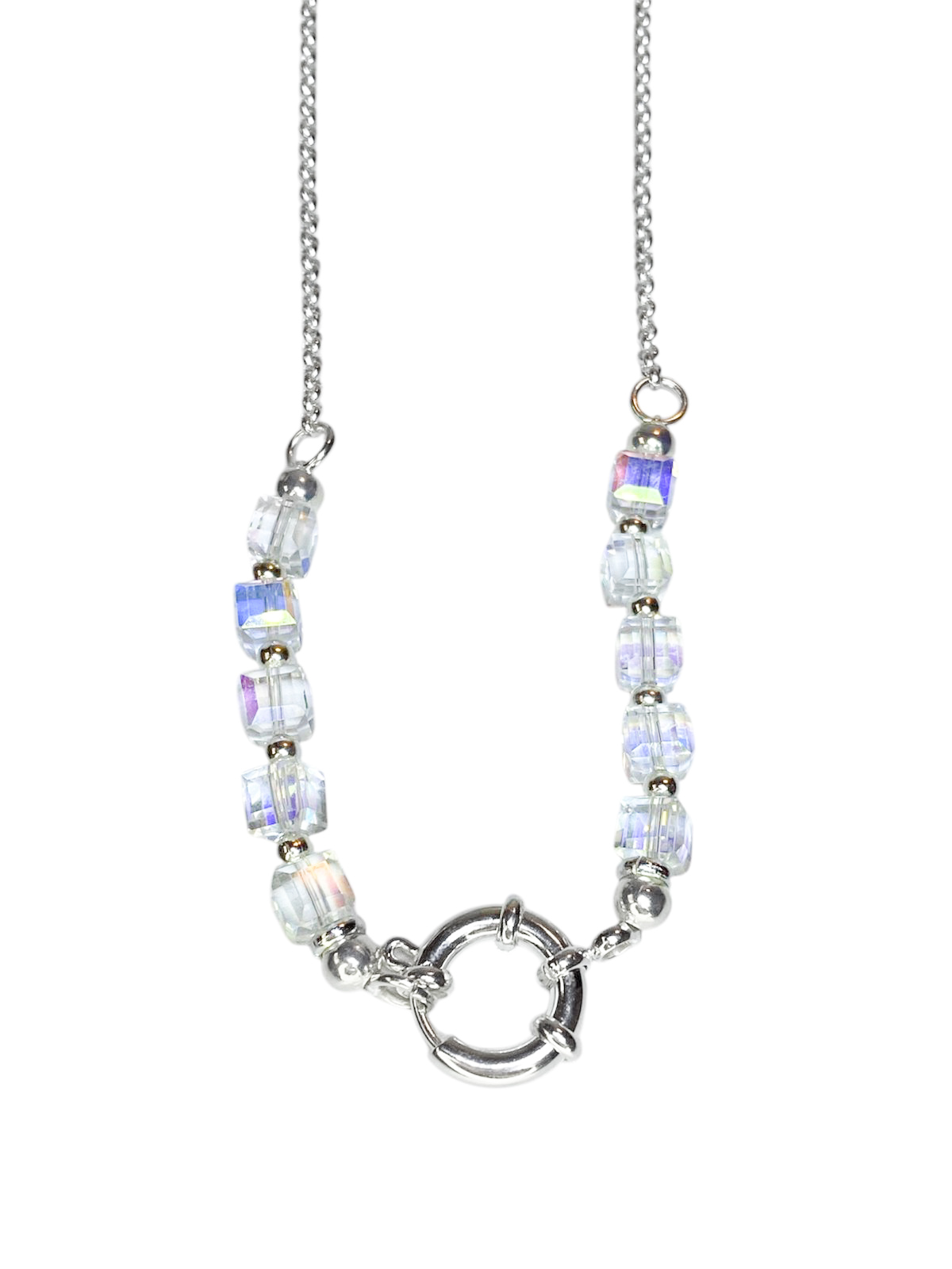 COLLAR CRISTAL AURORA BOREAL ACERO BLANCO